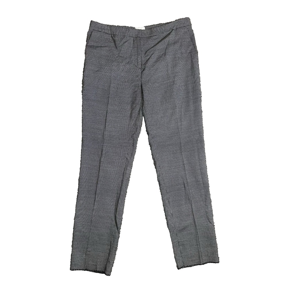 REISS Women 8 Black White Check Neela Trouser Pants Pleated Academia Wool Blend
